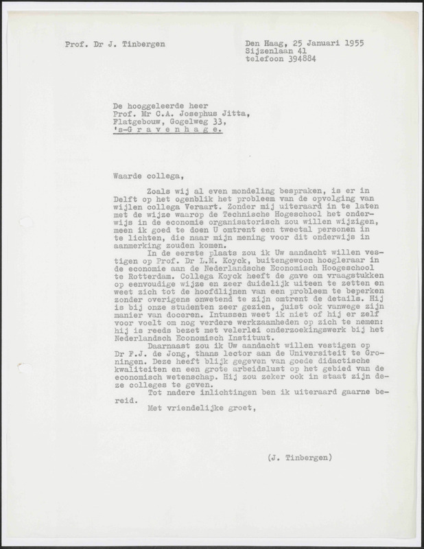 Letter to A.C. Jitta