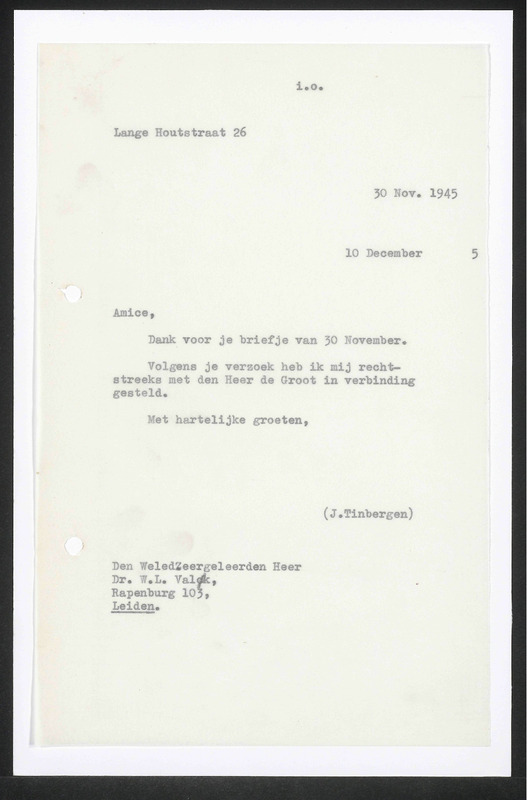 Letter to W.L. Valck