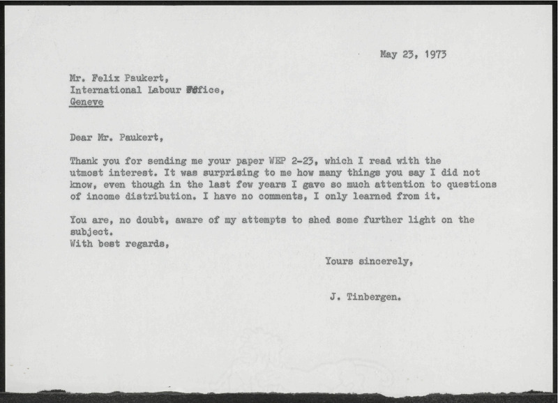Letter to Felix Paukert