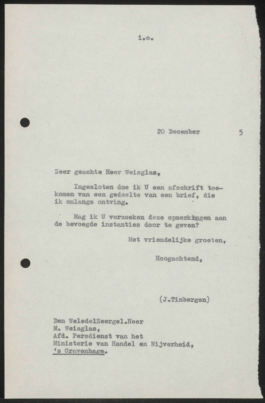 Letter to M. Weisglas