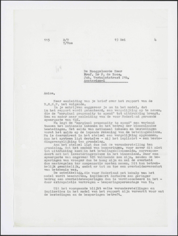 Letter to F. de Roos
