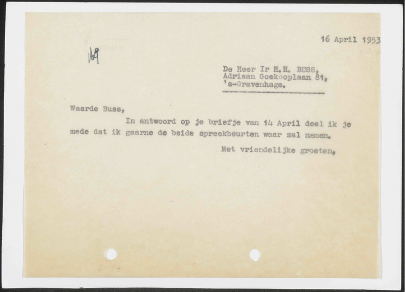 Letter to H.H. Buss