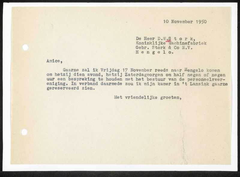 Letter to D.W. Stork