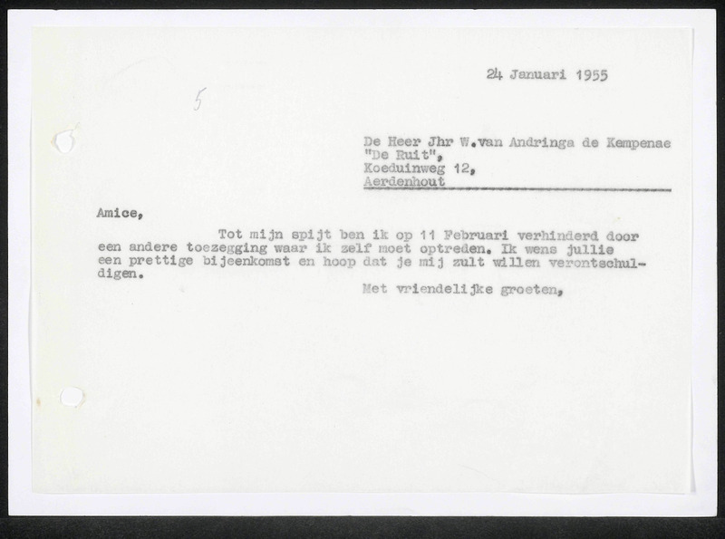 Letter to W. van Andringa de Kempenaer
