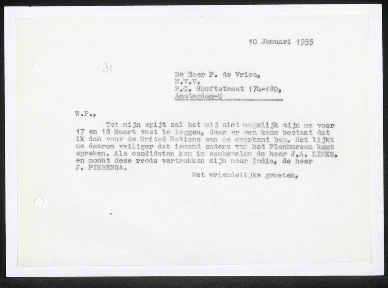 Letter to P. de Vries