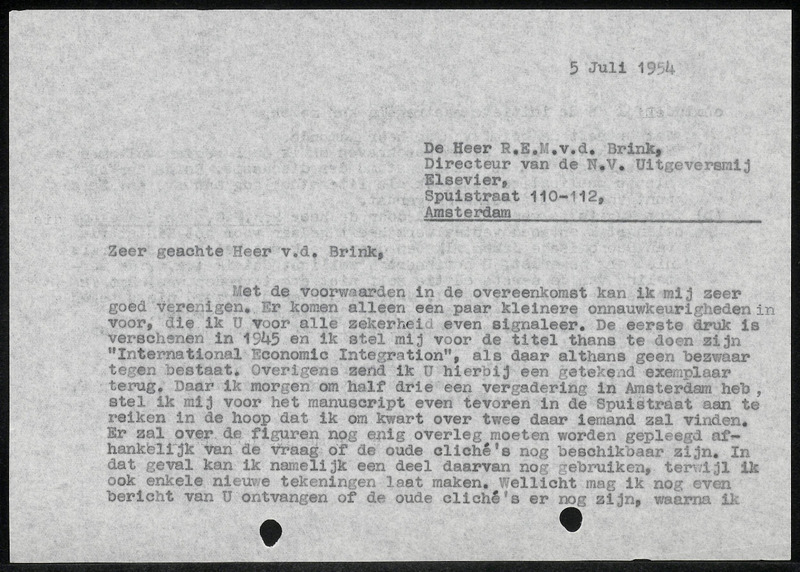 Letter to R.E.M. van den Brink
