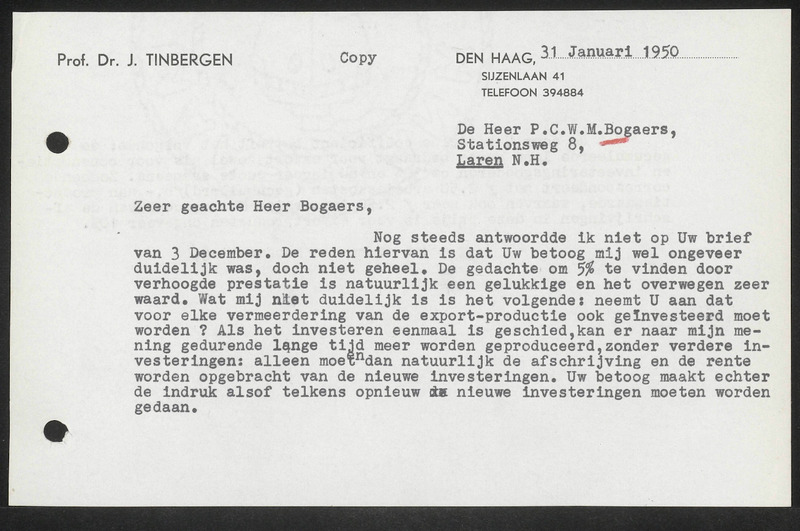 Letter to P.C.W.M. Bogaers