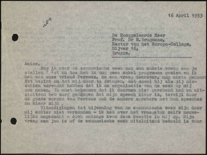 Letter to H. Brugmans