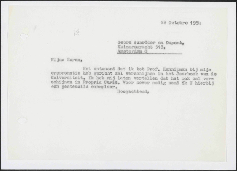 Letter to Schröder & Dupont