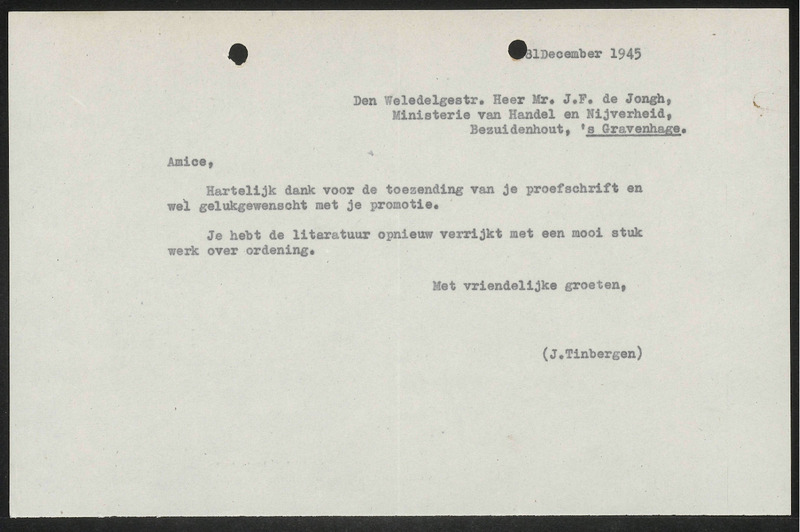 Letter to J.F. de Jongh