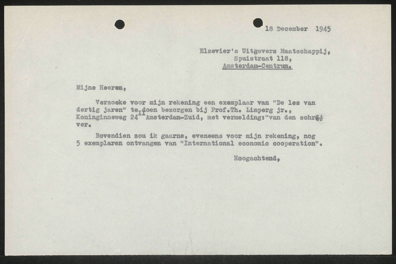 Letter to N.V. Uitgevers-maatschappij Elsevier