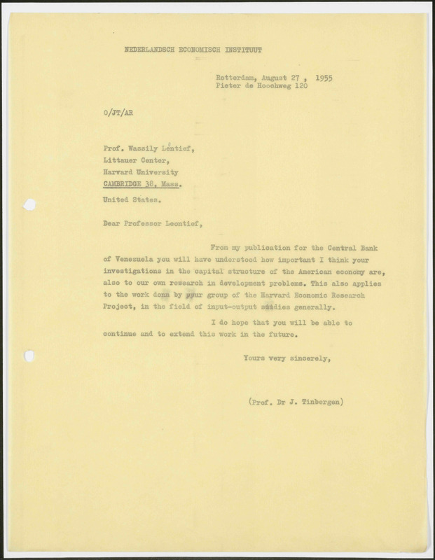 Letter to Wassily Leontief