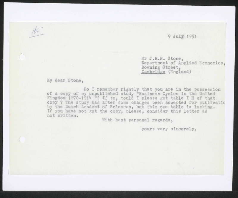 Letter to J.R.N. Stone