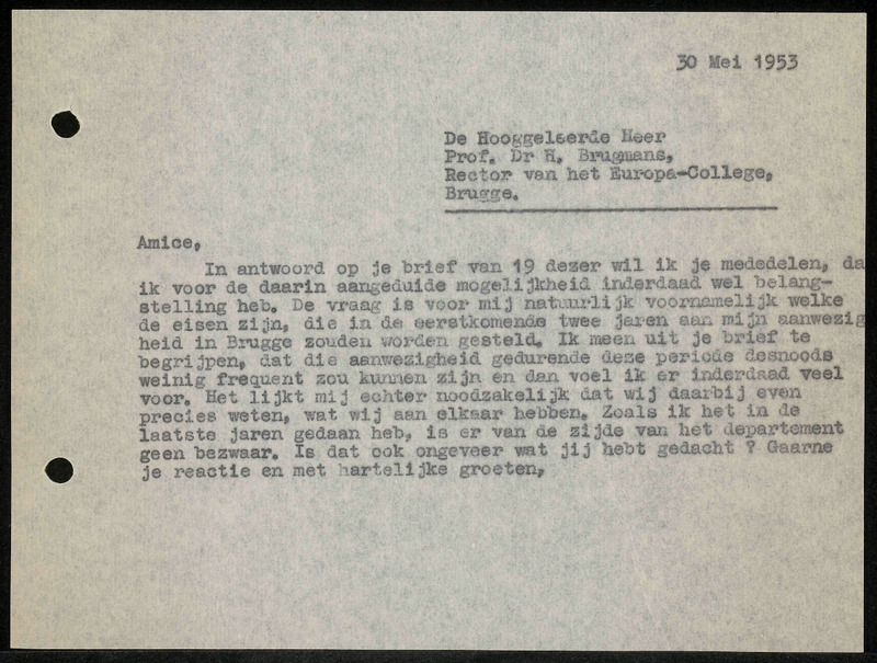 Letter to H. Brugmans