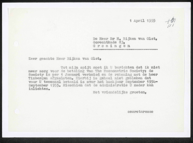 Letter to H. Rijken van Olst