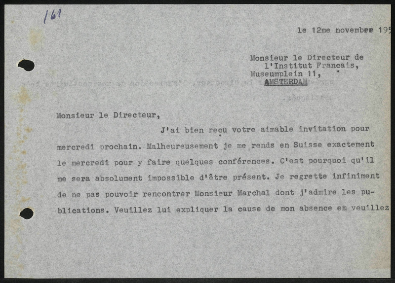 Letter to L'insitut Française