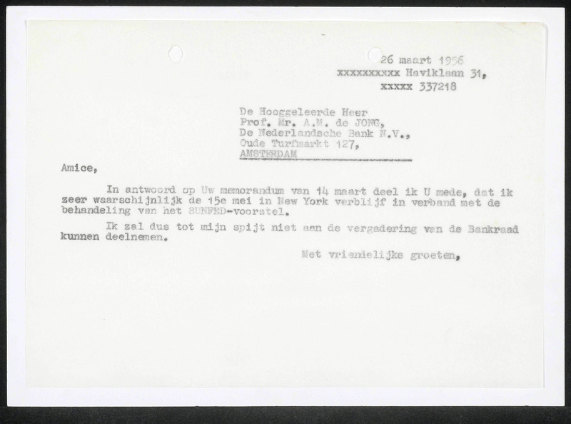Letter to A.M. de Jong