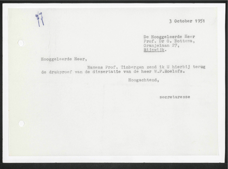 Letter to O. Bottema