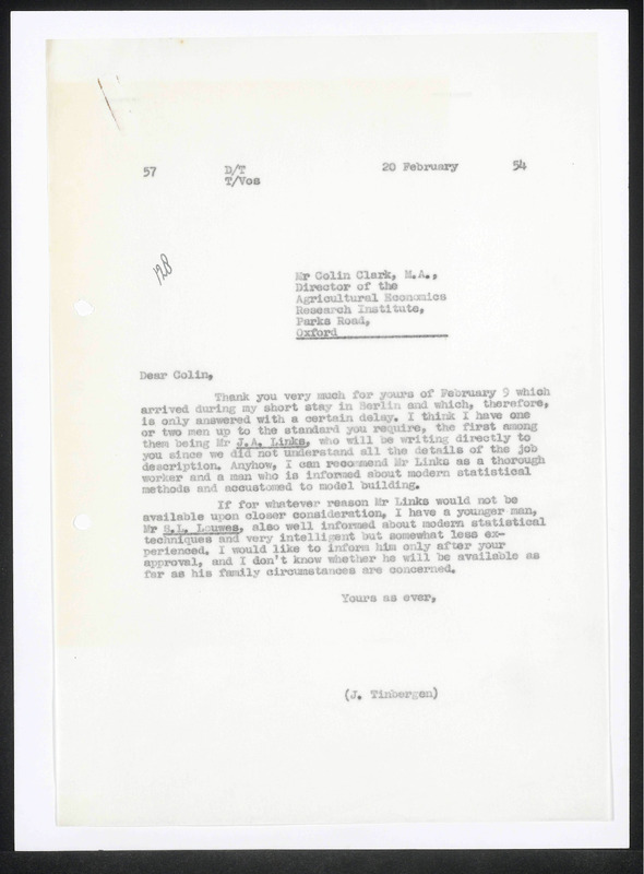Letter to Colin Clark