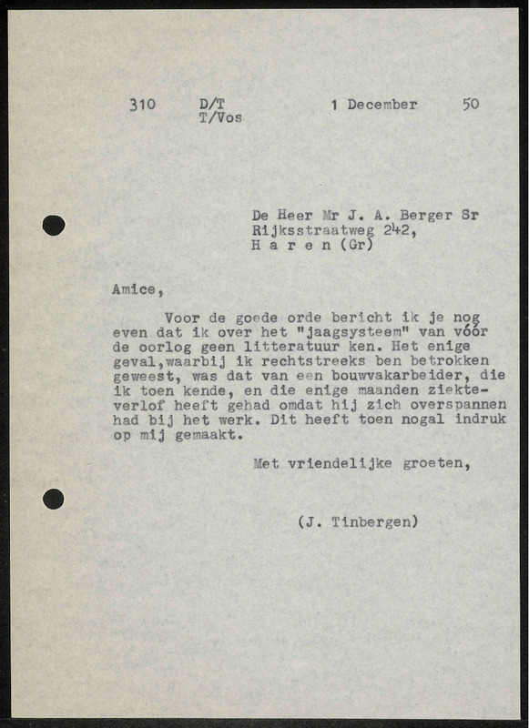 Letter to J.A. Sr. Berger