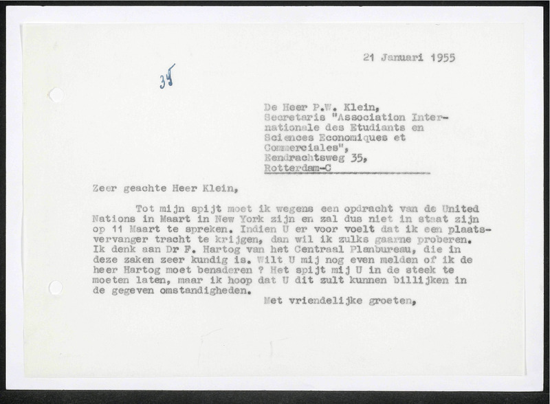Letter to P.W. Klein