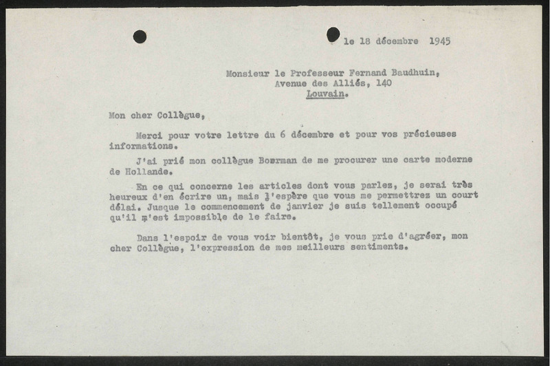 Letter to Fernand Baudhuin