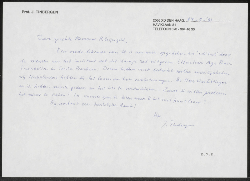 Letter to Kleijngeld