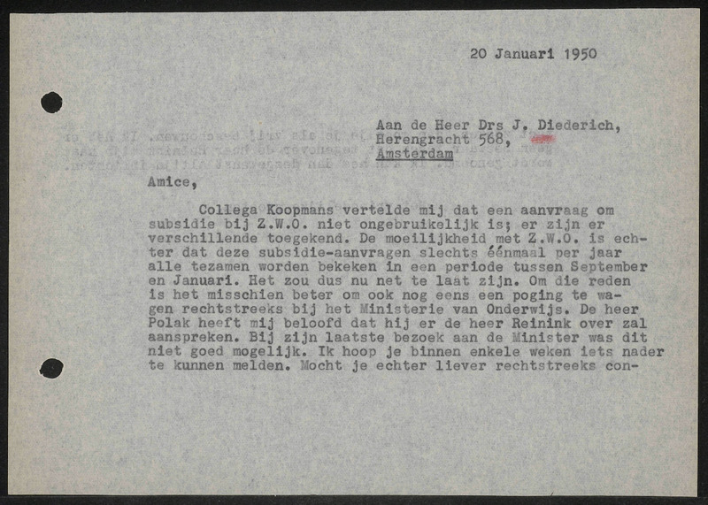 Letter to J. Diederich