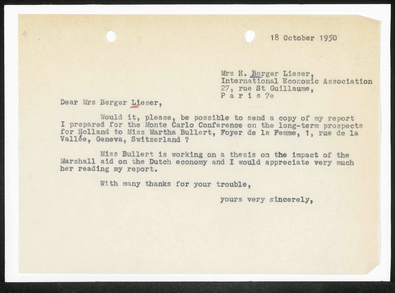 Letter to H. Berger Lieser