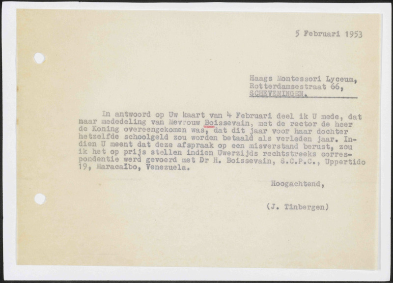 Letter to Haags Montessori Lyceum
