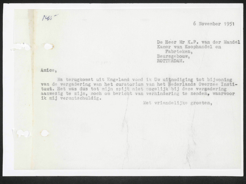 Letter to K.P. van der Mandel