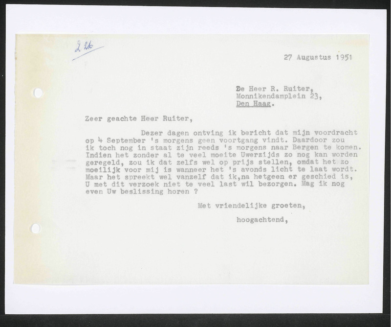 Letter to R. Ruiter