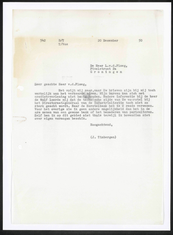 Letter to L. v.d. Ploeg