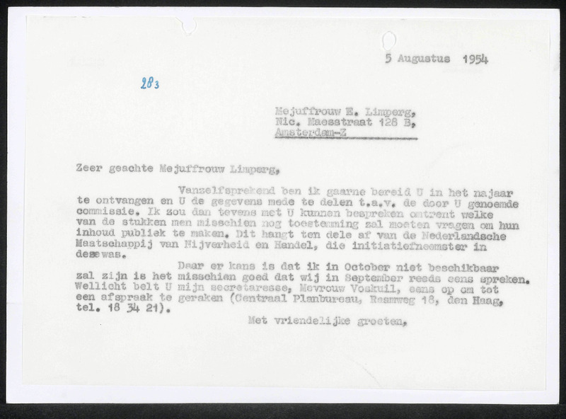 Letter to E. Limperg