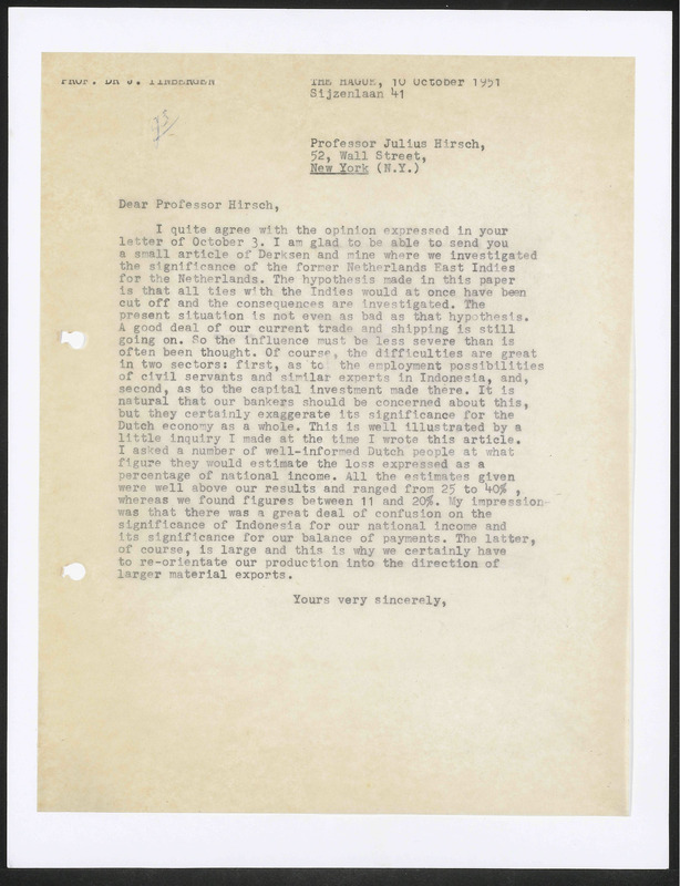 Letter to Julius Hirsch