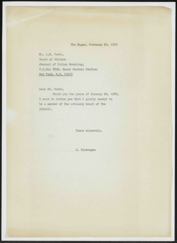 Letter to A.M. Costa