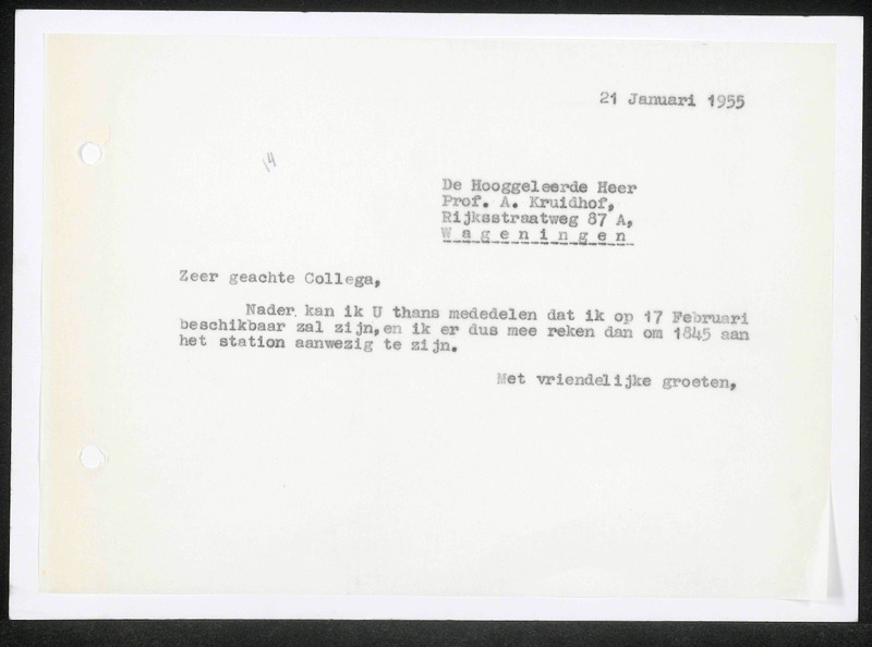 Letter to A. Kruidhof