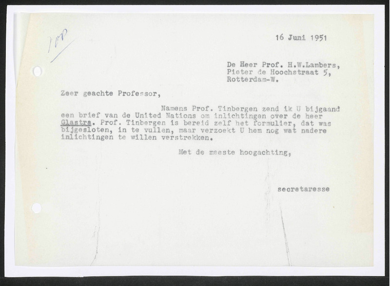 Letter to H.W. Lambers