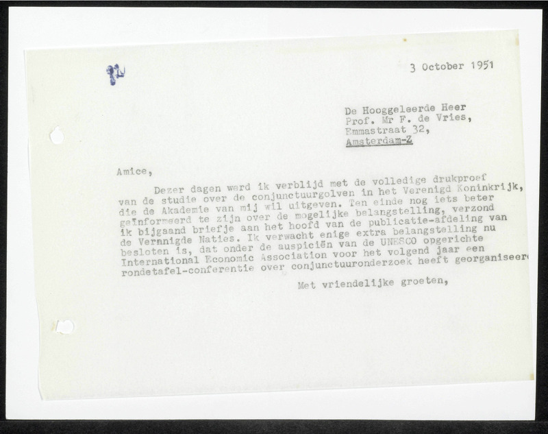 Letter to F. de Vries