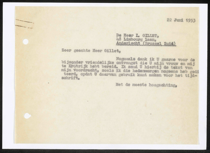 Letter to I. Gillet