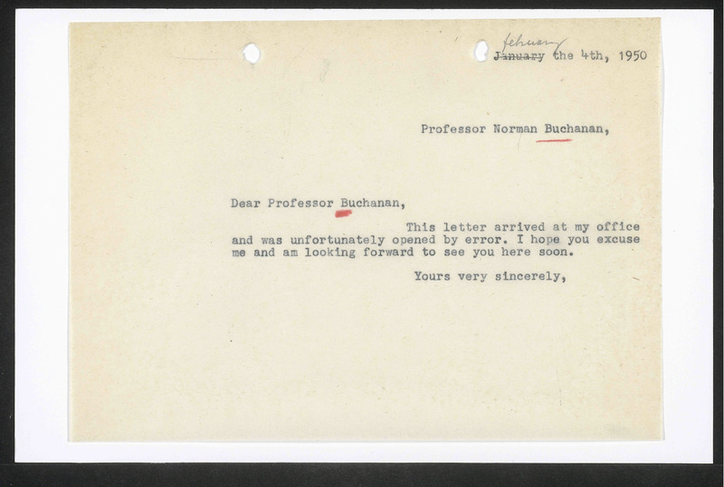 Letter to Norman Buchanan