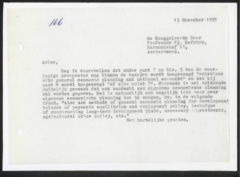 Letter to Sj. Hofstra