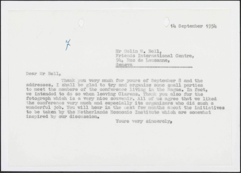 Letter to C.W. Bell