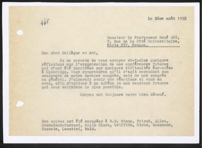 Letter to R. Roy