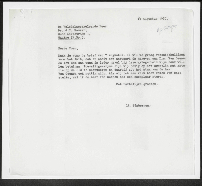 Letter to J.C. Ramaer