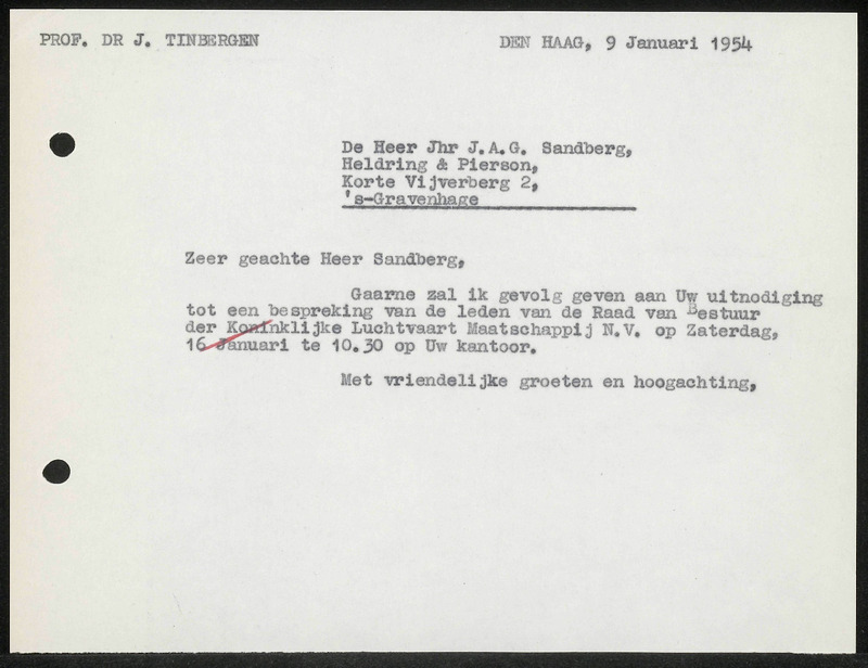 Letter to J.A.G. Sandberg