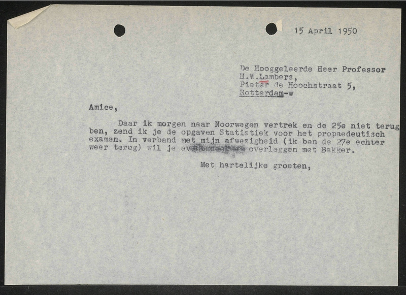 Letter to H.W. Lambers
