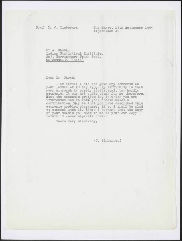 Letter to A. Ghosh