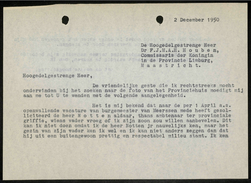 Letter to F.J.M.A.H. Houben