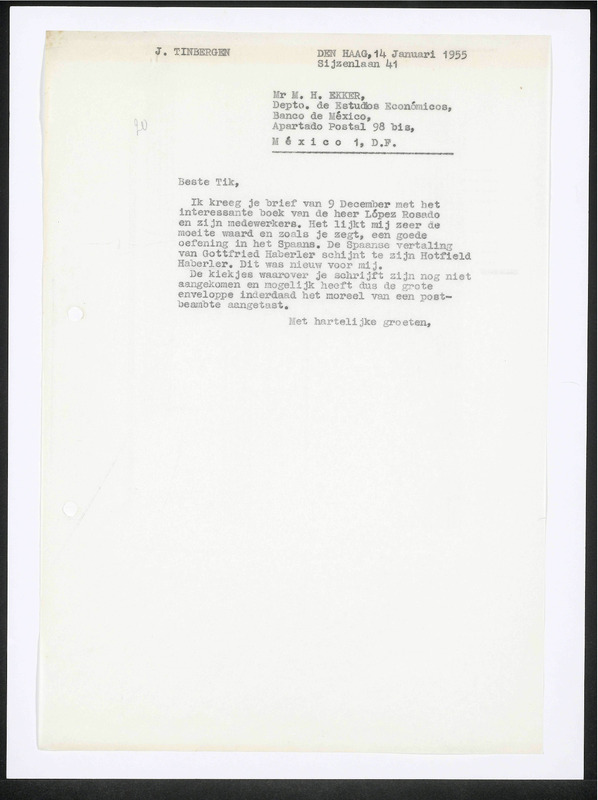 Letter to M.H. Ekker